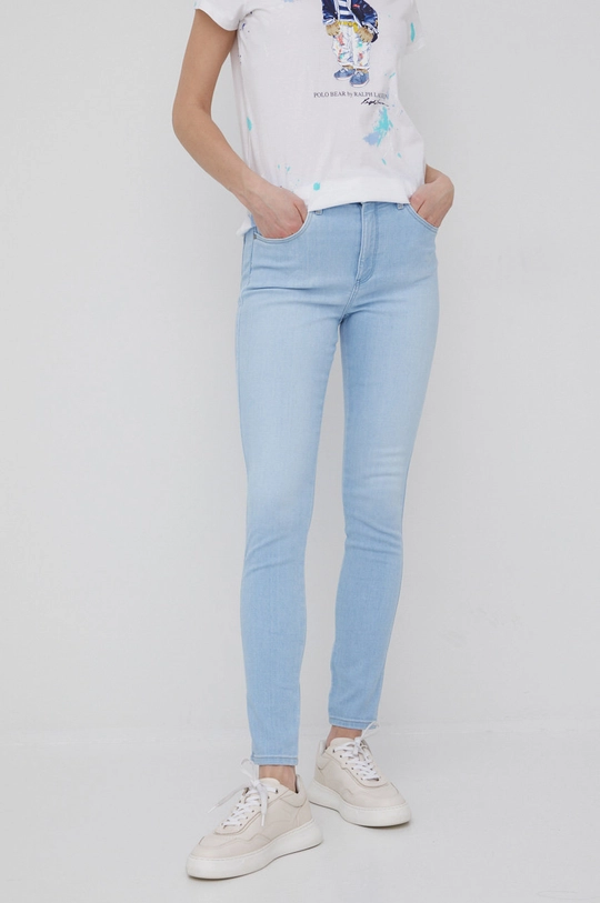 modra Kavbojke Wrangler High Rise Skinny Soft Blue Ženski