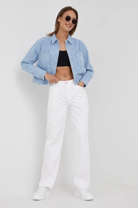 Τζιν παντελόνι Calvin Klein Jeans λευκό