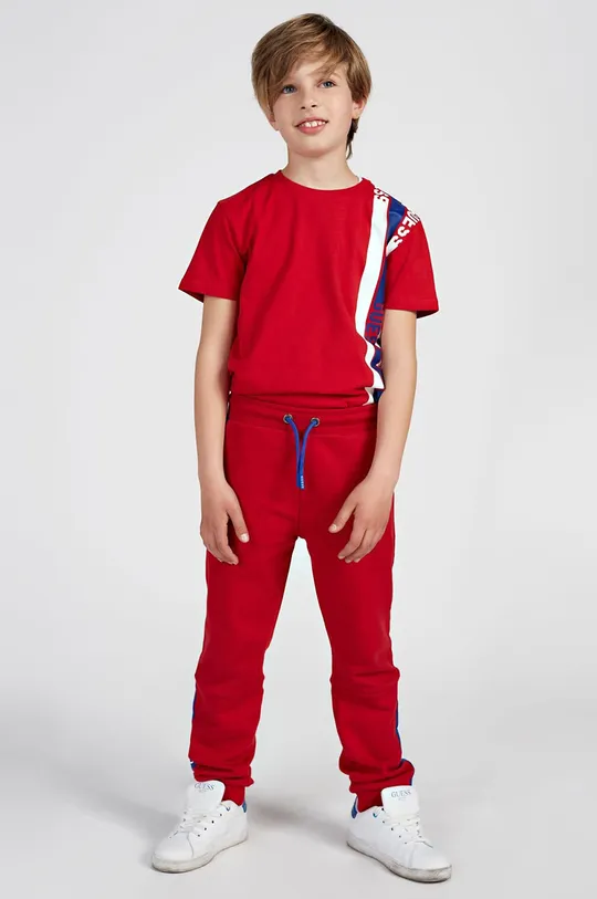 κόκκινο Παιδικό βαμβακερό παντελόνι Guess Για αγόρια