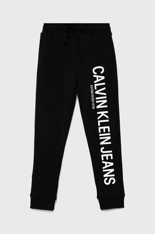 černá Dětské bavlněné kalhoty Calvin Klein Jeans Chlapecký