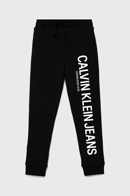 czarny Calvin Klein Jeans Spodnie bawełniane dziecięce IB0IB01150.PPYY Chłopięcy