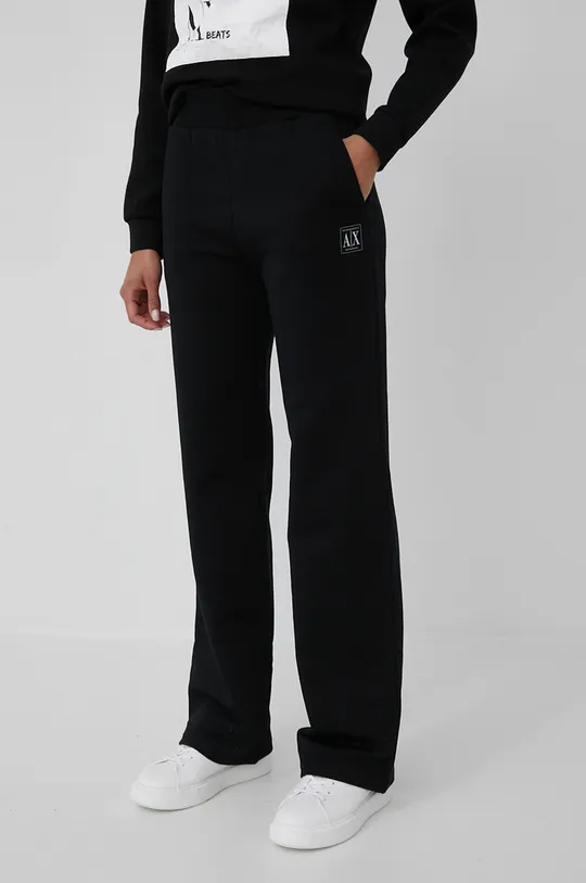 czarny Armani Exchange spodnie dresowe bawełniane 3LYP77.YJ5VZ Damski