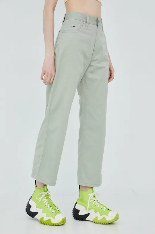 Παντελόνι με λινό μείγμα Tommy Jeans Betsy πράσινο
