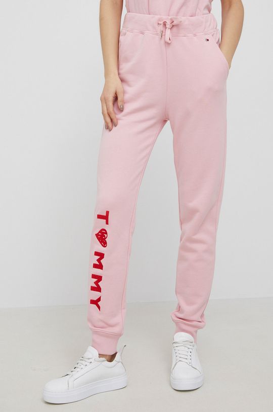 růžová Bavlněné kalhoty Tommy Hilfiger Dámský