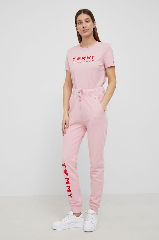 Bavlněné kalhoty Tommy Hilfiger růžová