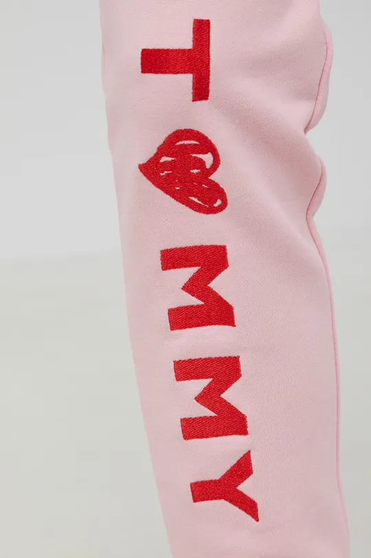 różowy Tommy Hilfiger Spodnie bawełniane