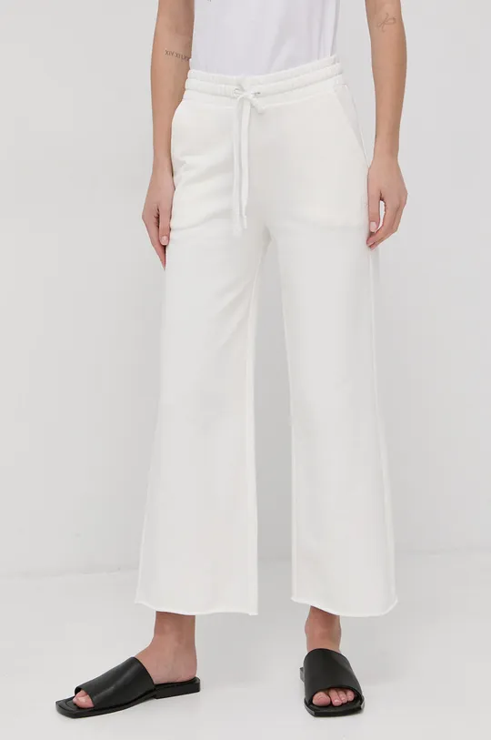 λευκό Βαμβακερό παντελόνι Marella Γυναικεία