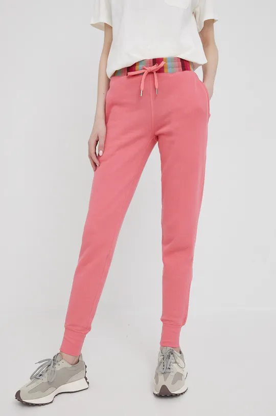 Βαμβακερό παντελόνι Paul Smith ροζ