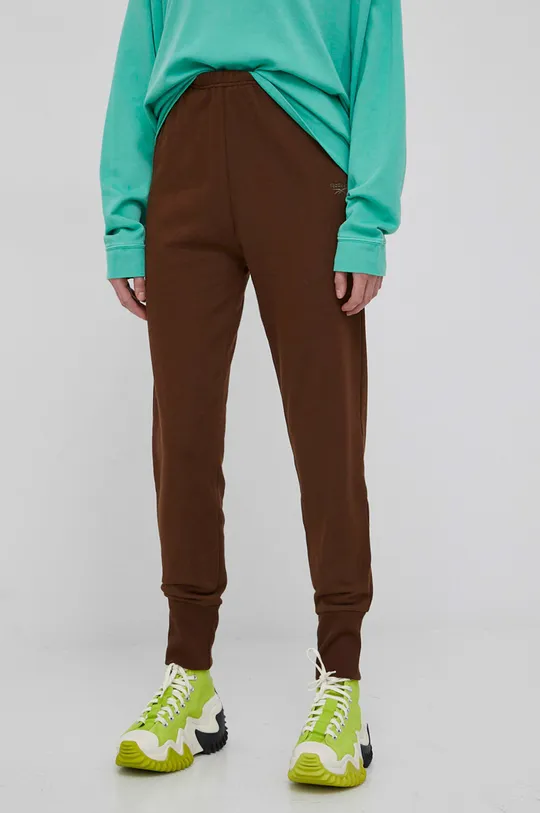 brązowy Reebok Classic spodnie bawełniane H46816 Damski