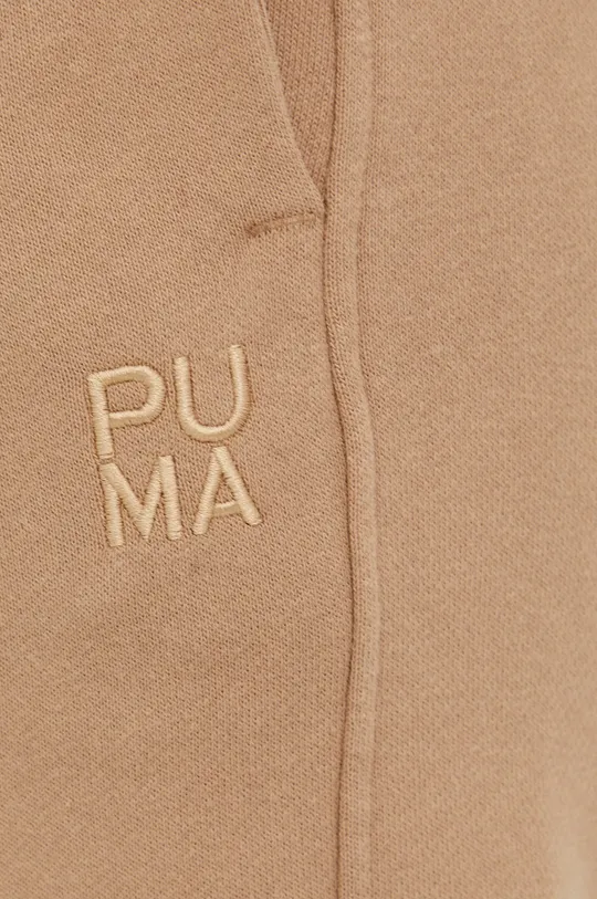 brązowy Puma spodnie dresowe bawełniane 53342363