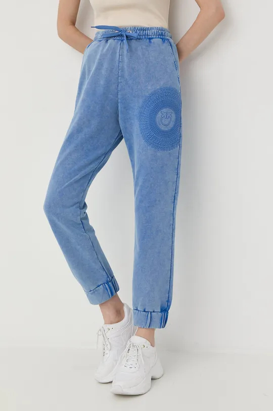 niebieski Pinko Spodnie bawełniane Damski