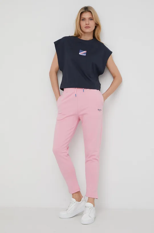 Pepe Jeans spodnie bawełniane Calista różowy