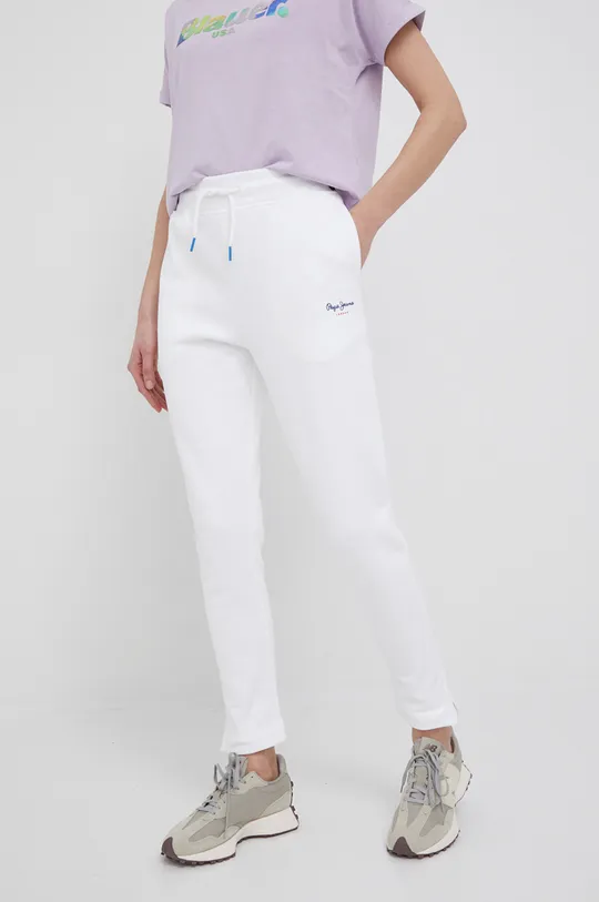 bijela Pamučne hlače Pepe Jeans Calista Pants Ženski