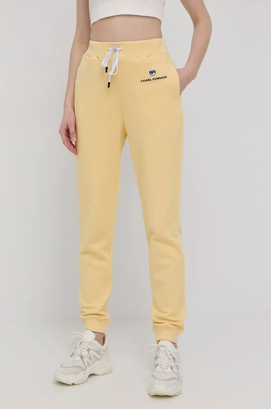 Chiara Ferragni spodnie bawełniane jasny żółty