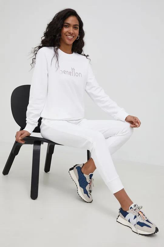 λευκό United Colors of Benetton - Βαμβακερό παντελόνι Γυναικεία