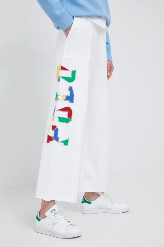 λευκό Βαμβακερό παντελόνι Polo Ralph Lauren Γυναικεία