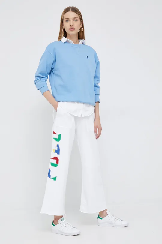 Βαμβακερό παντελόνι Polo Ralph Lauren λευκό