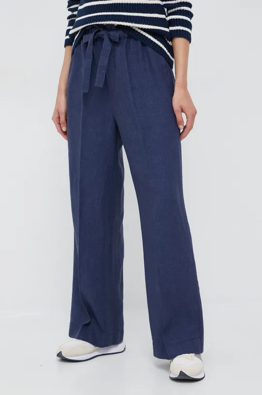 σκούρο μπλε Λινό παντελόνι Polo Ralph Lauren Γυναικεία