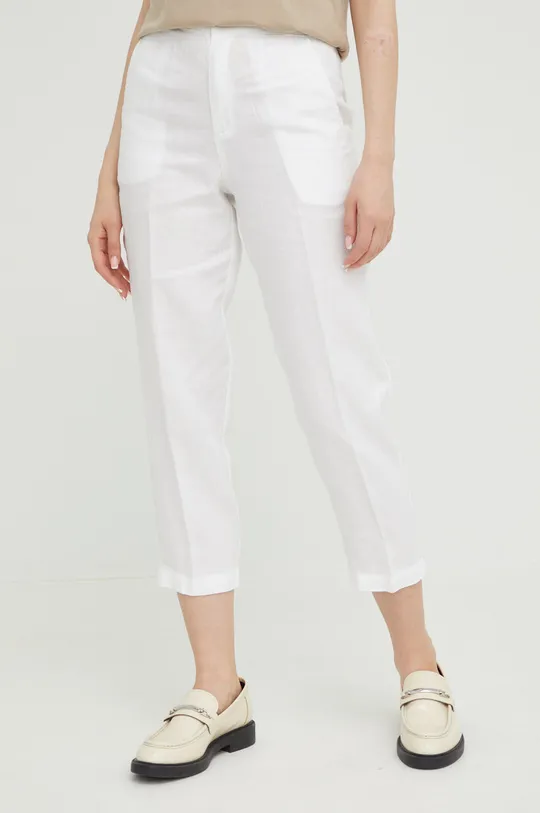 biały United Colors of Benetton spodnie lniane Damski