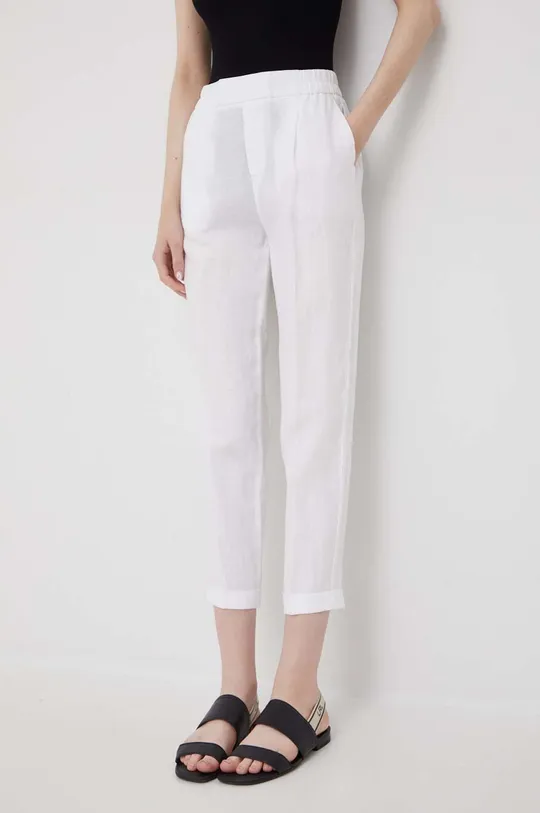 biały United Colors of Benetton spodnie lniane Damski