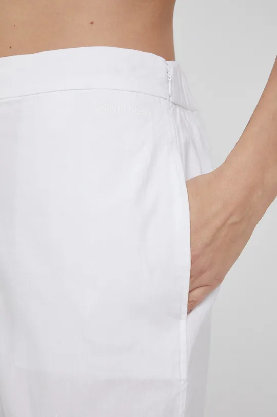 biały Calvin Klein spodnie lniane