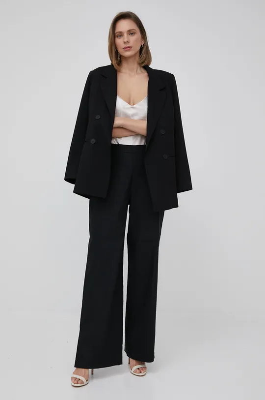μαύρο Λινό παντελόνι Calvin Klein Γυναικεία