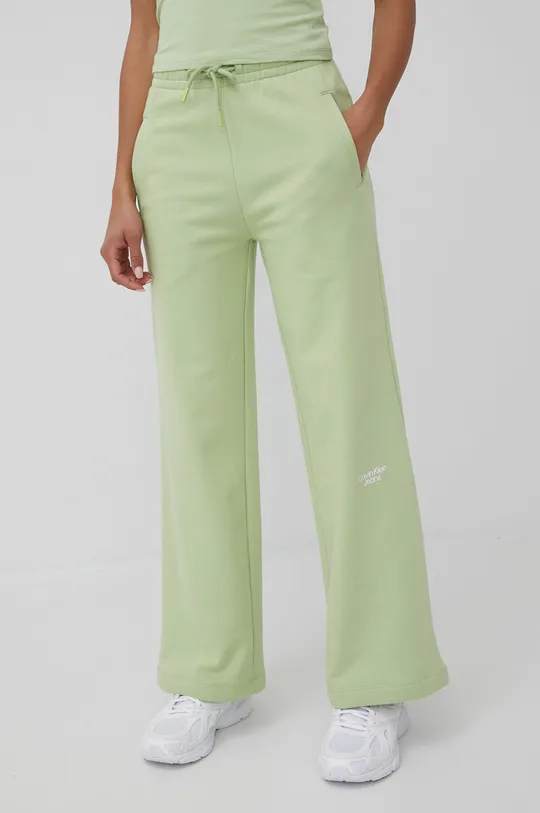 zelená Bavlnené nohavice Calvin Klein Jeans Dámsky