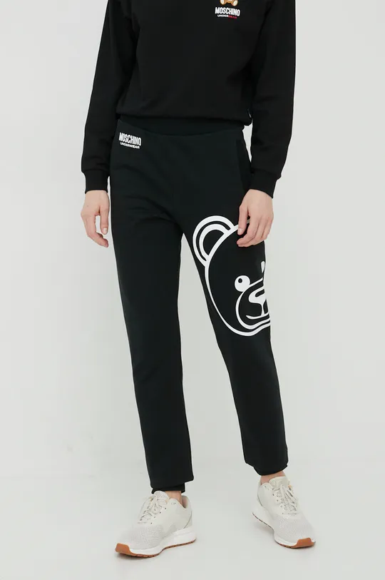 μαύρο Βαμβακερό παντελόνι Moschino Underwear Γυναικεία