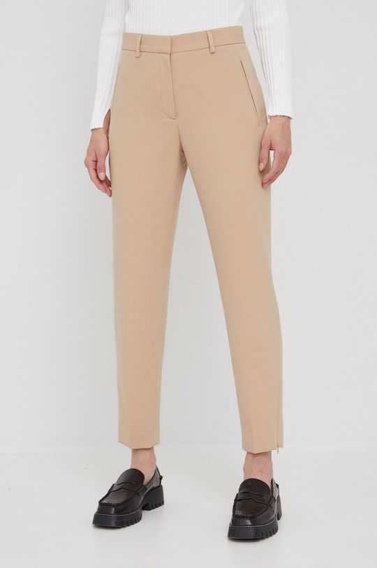 beżowy Calvin Klein spodnie z domieszką wełny Damski