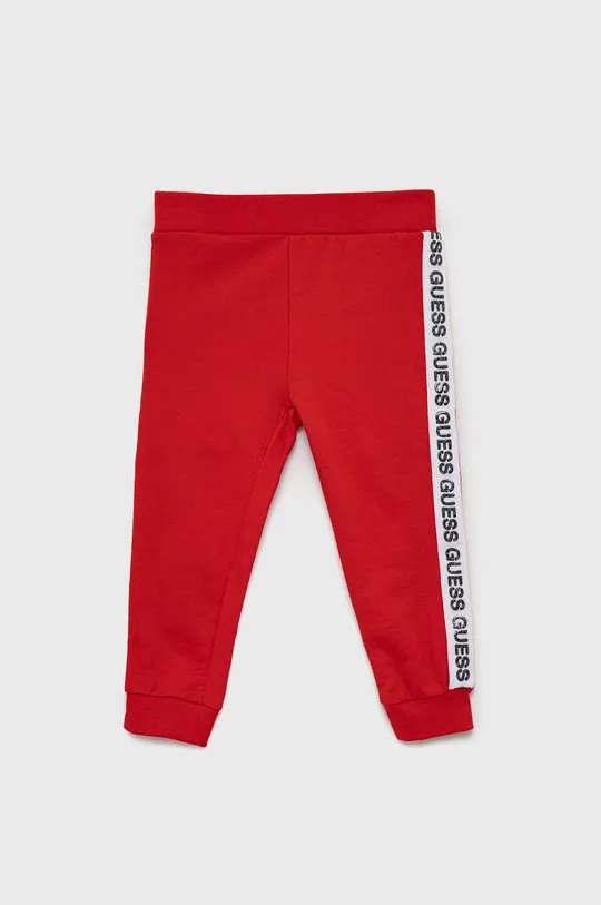 κόκκινο Παιδικό βαμβακερό παντελόνι Guess Για κορίτσια