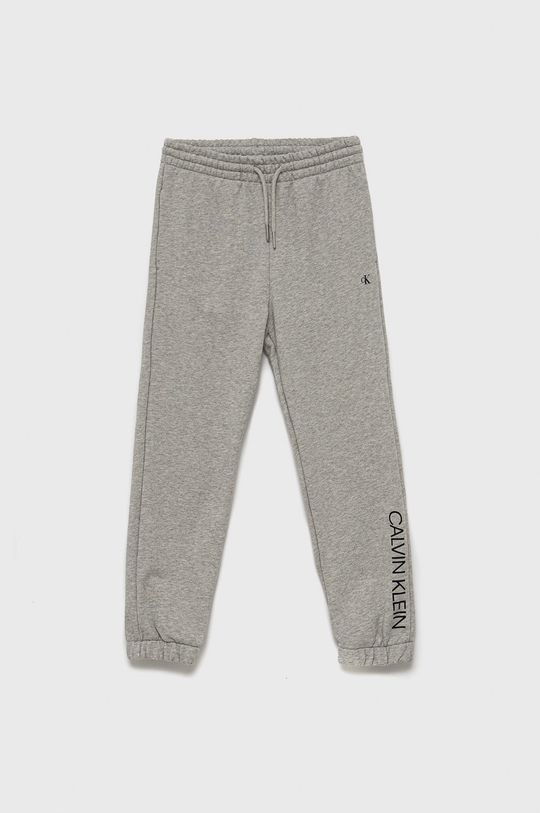 jasny szary Calvin Klein Jeans Spodnie bawełniane dziecięce IG0IG01322.PPYY Dziewczęcy