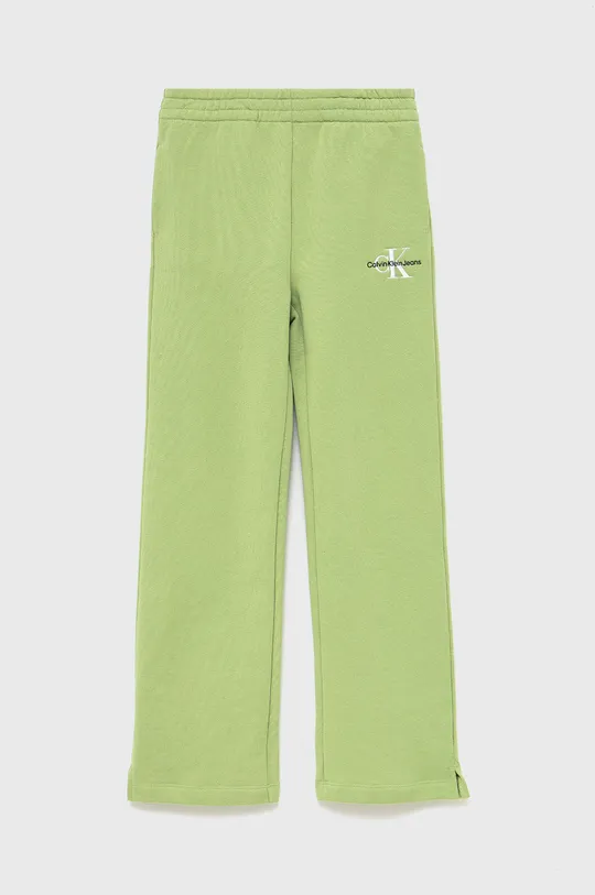 zelená Detské bavlnené nohavice Calvin Klein Jeans Dievčenský
