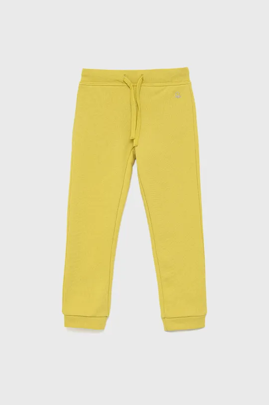 žltá Detské bavlnené nohavice United Colors of Benetton Dievčenský