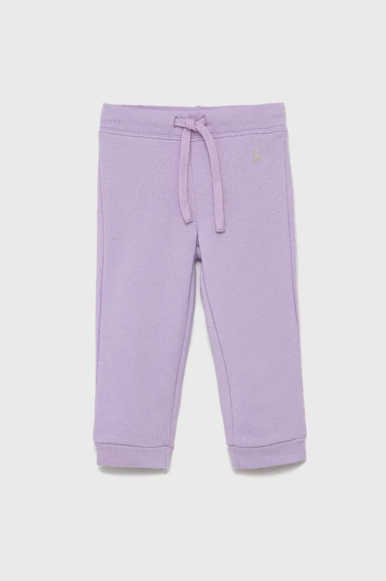 фіолетовий Дитячі бавовняні штани United Colors of Benetton Для дівчаток