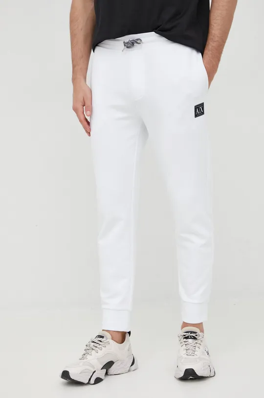 Armani Exchange spodnie dresowe bawełniane 3LZPAF.ZJFAZ biały