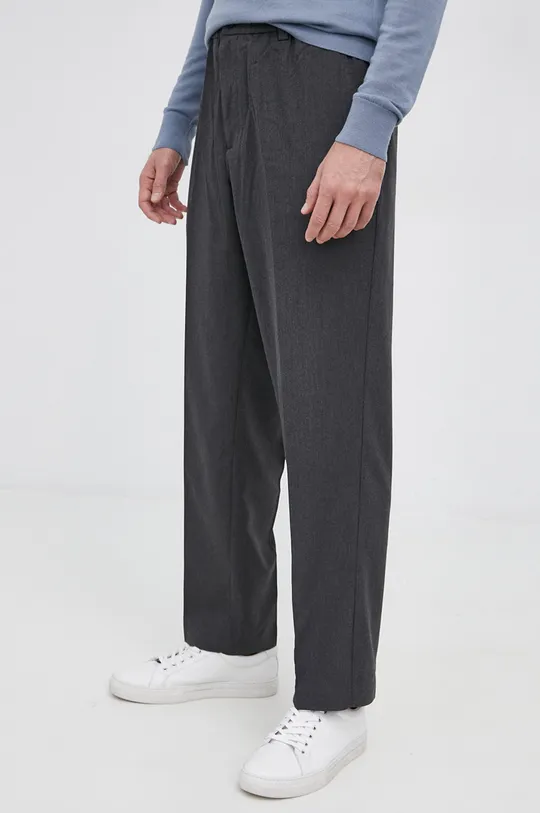 Samsoe Samsoe pantaloni in misto lana grigio