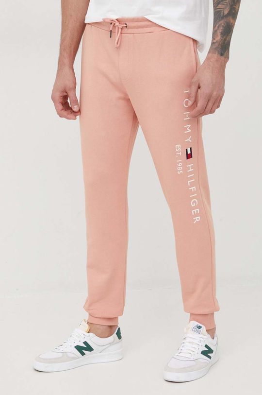pastelowy różowy Tommy Hilfiger spodnie dresowe bawełniane Męski