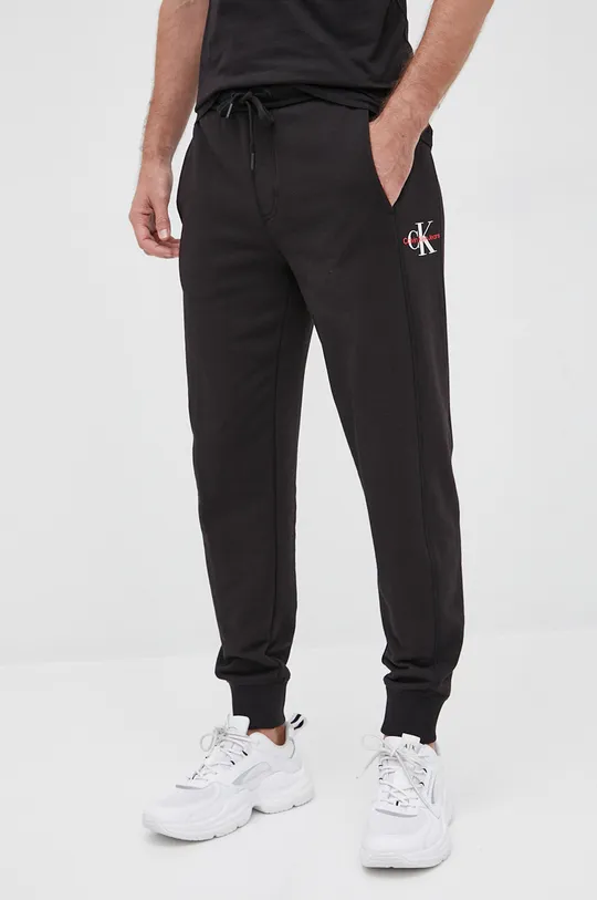 čierna Bavlnené nohavice Calvin Klein Jeans Pánsky