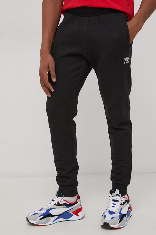 černá Bavlněné kalhoty adidas Originals Pánský
