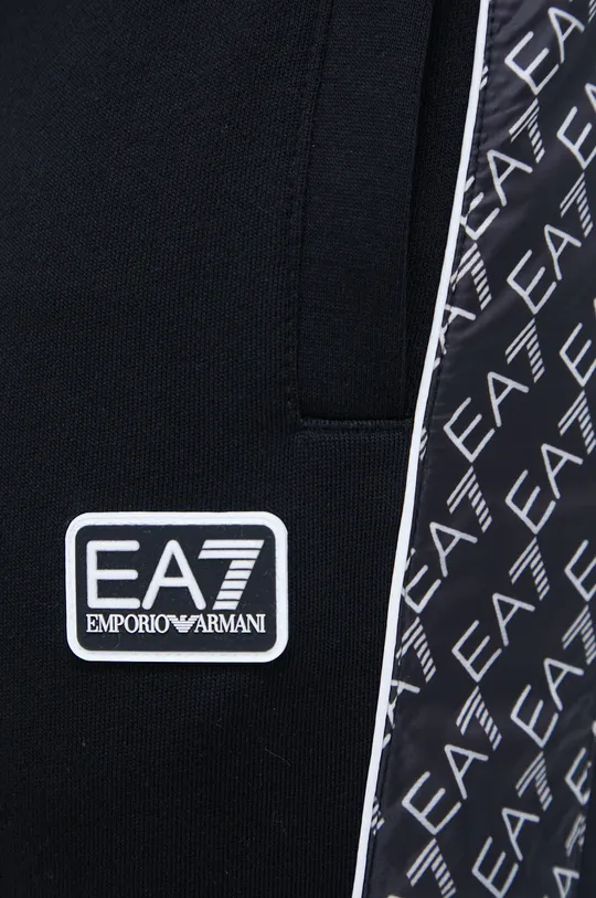 czarny EA7 Emporio Armani spodnie dresowe bawełniane 3LPP54.PJEQZ