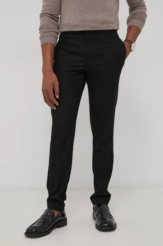 Μάλλινο παντελόνι Bruuns Bazaar μαύρο