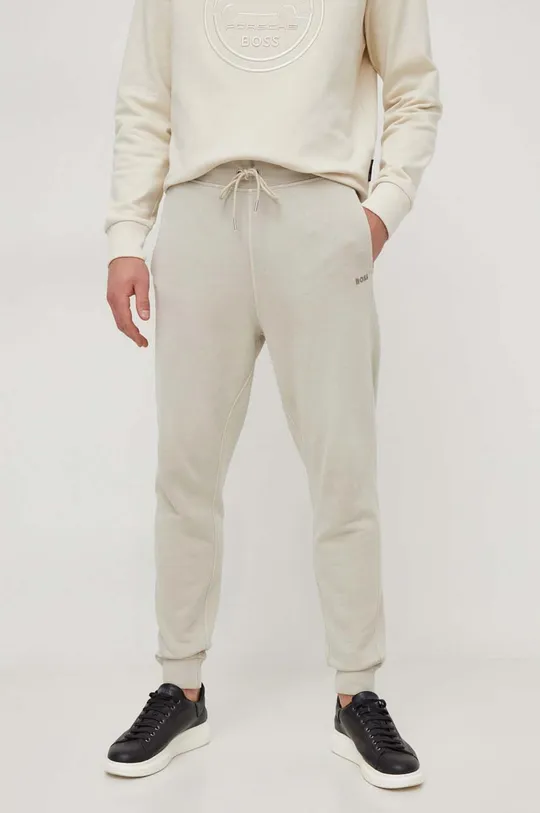 beżowy BOSS spodnie dresowe bawełniane BOSS CASUAL Męski