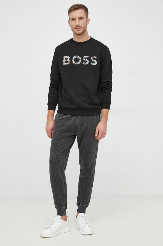 Βαμβακερό παντελόνι BOSS BOSS CASUAL γκρί