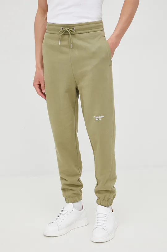 zelena Calvin Klein Jeans bombažne hlače Moški