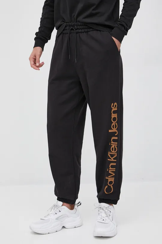 czarny Calvin Klein Jeans spodnie bawełniane J30J320051.PPYY Męski