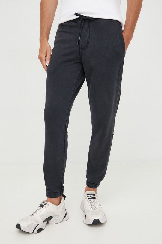 czarny Calvin Klein Jeans spodnie dresowe bawełniane Męski