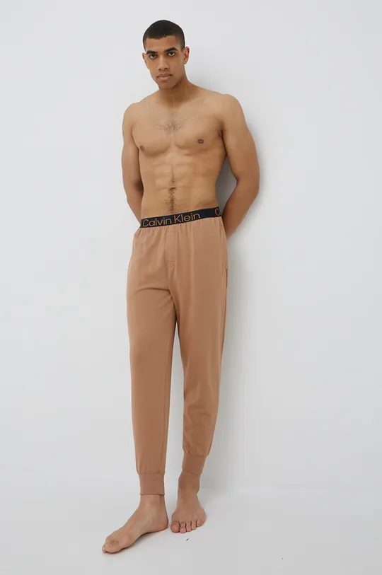 Παντελόνι φόρμας Calvin Klein Underwear καφέ