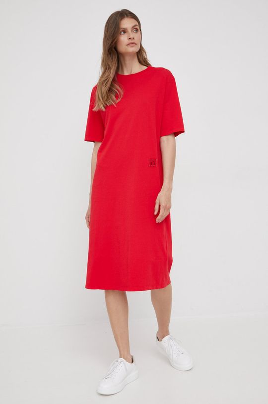 červená Bavlnené šaty Armani Exchange Dámsky