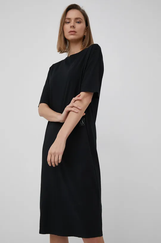 чорний Бавовняна сукня Armani Exchange Жіночий