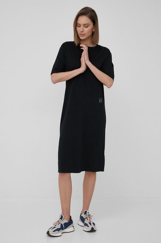 Armani Exchange rochie din bumbac negru